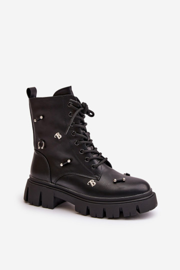 Moteriški darbiniai batai su dekoracijomis, ekologiškos odos, juodos spalvos „Cadenilla“. 2