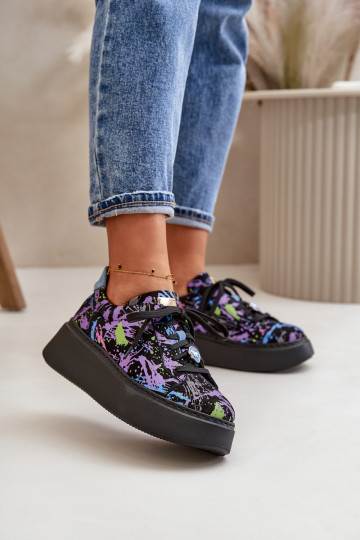 Odiniai sportiniai batai ant platformos Maciejka 06191-05 Violetinė