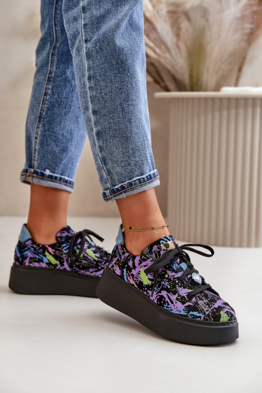 Odiniai sportiniai batai ant platformos Maciejka 06191-05 Violetinė