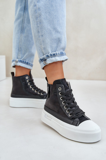 Moteriški aukštos platformos sportbačiai juodi Averira