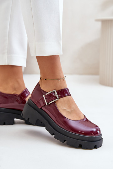 Moteriški lakuotos odos batai su sagtimi, Burgundy Plikuria