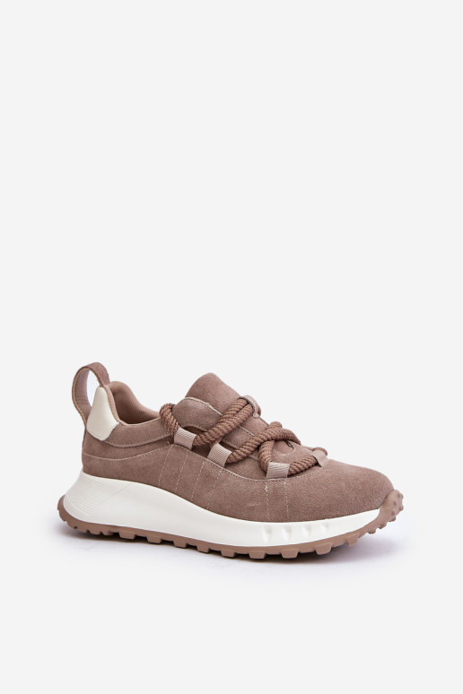 Moteriški zomšiniai sportbačiai su storais raišteliais Artiker 54C1409 smėlio spalvos