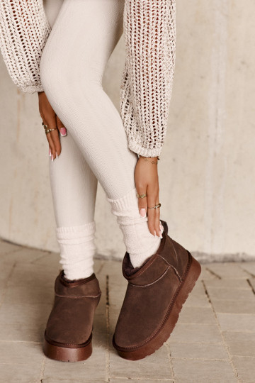 Madingi zomšiniai žemai rudi Nucca sniego batai