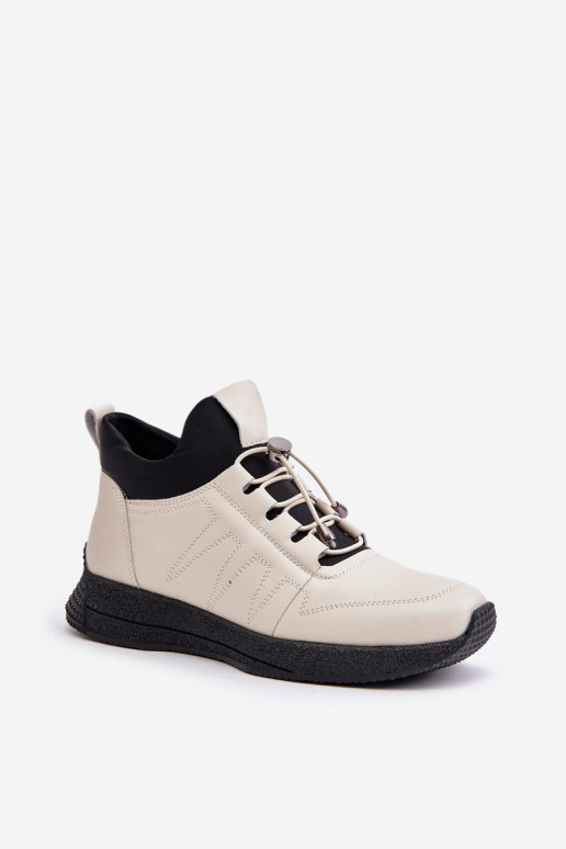 Izoliuoti odiniai sportiniai batai su užtrauktuku Artiker 55C0038 Beige