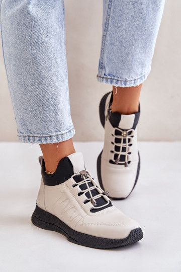 Izoliuoti odiniai sportiniai batai su užtrauktuku Artiker 55C0038 Beige