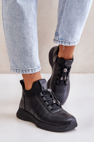 Izoliuoti odiniai sportiniai batai su užtrauktuku Artiker 55C0041 juodi