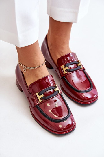 Moteriški lakuoti batai ant bloko Artiker 55C0103 Burgundy
