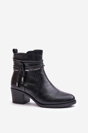 Moteriški batai ant aukštakulnių šiltų juodų Lobina 2