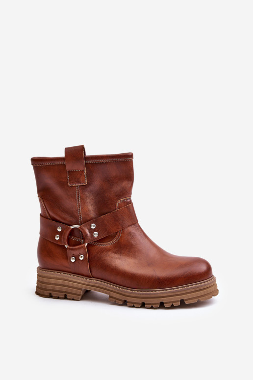 Odiniai moteriški platūs batai Lewski 3610 Ruda