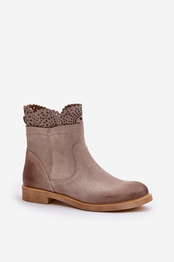 Žemi moteriški batai suede Lewski 3624 Cappucino 2