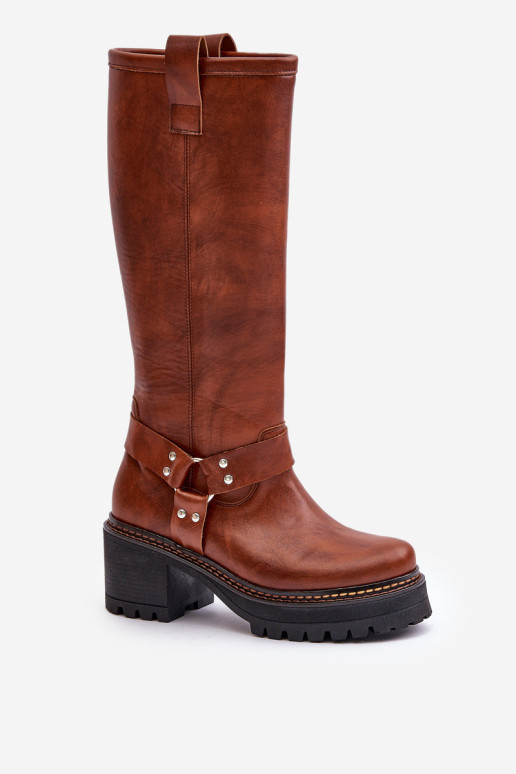 Odiniai moteriški batai virš kelių Lewski 3432 Camel