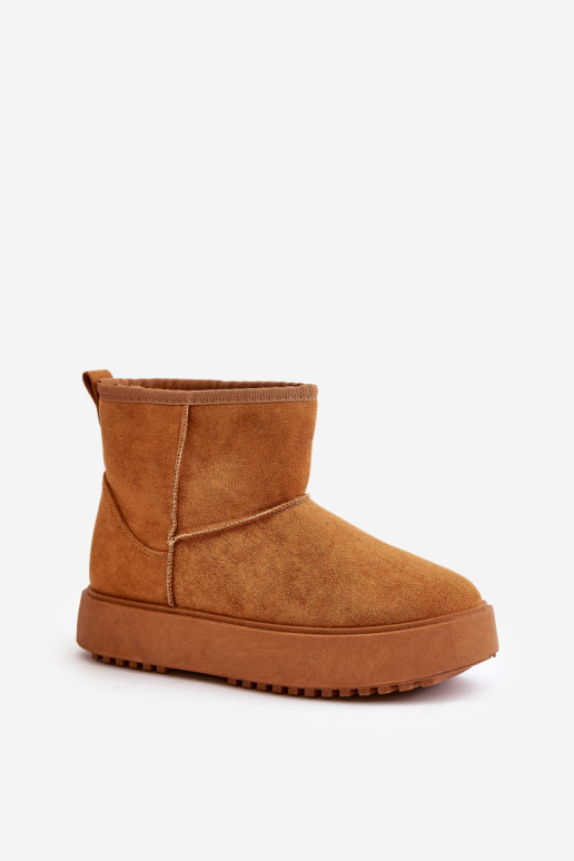 Moteriški platforminiai sniego batai, pagaminti iš Camel Atteria Eco Suede