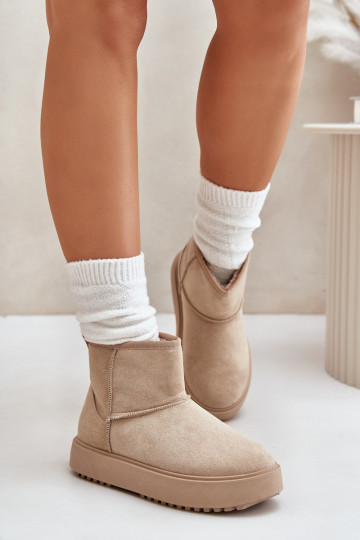 Moteriški platforminiai sniego batai, pagaminti iš Eco Suede Beige Ateria