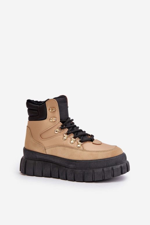 Moteriški izoliuoti batai ant platformos Brown Jelenia