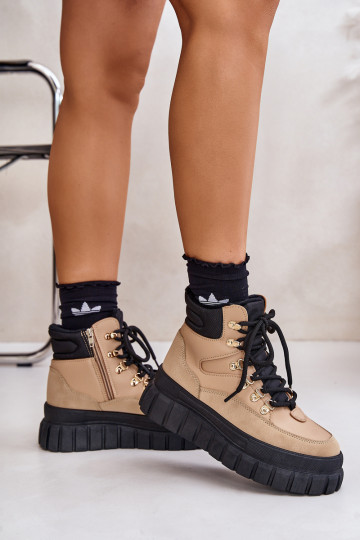 Moteriški izoliuoti batai ant platformos Brown Jelenia