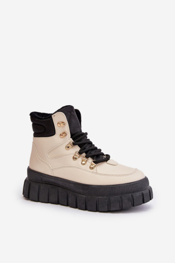 Moteriški izoliuoti batai ant smėlio spalvos Jelenia platformos 2