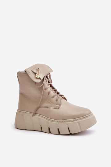 Zazoo 60511 moteriški odiniai batai ant šiltos smėlio spalvos platformos 2