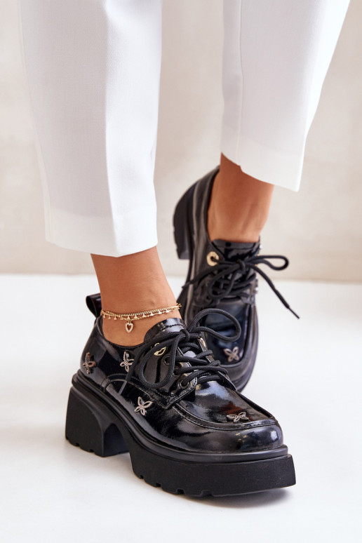 Patentuoti moteriški batai su dekoracijomis Natūrali oda Artiker 55C0419 Juoda