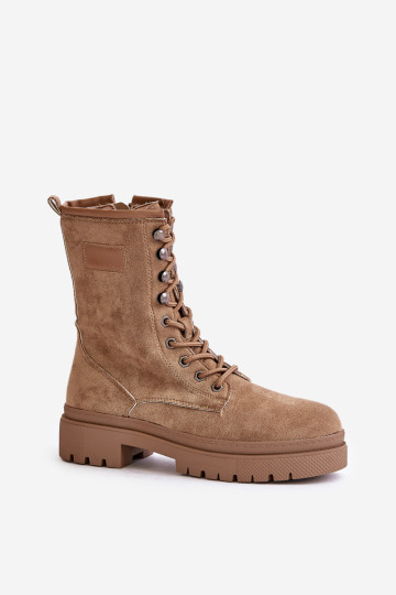 Moteriški darbiniai batai su užtrauktuku, pagaminti iš ekologiškos zomšos, tamsiai smėlio spalvos Savalann 2