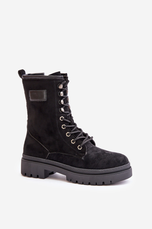 Moteriški darbiniai batai su užtrauktuku, pagaminti iš Eco Suede Black Savalann