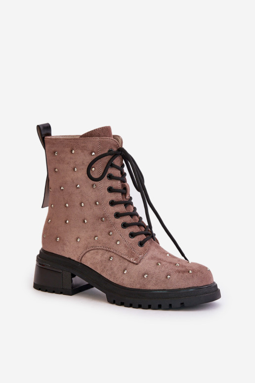 Dekoruoti moteriški darbiniai batai, izoliuoti D&A MR880-017 Taupe