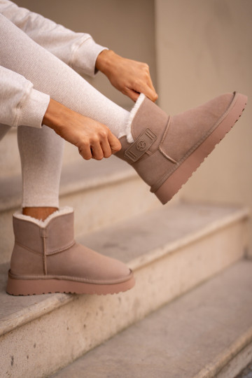 Odiniai zomšiniai sniego batai su kailiu Vinceza 97951 Beige 2