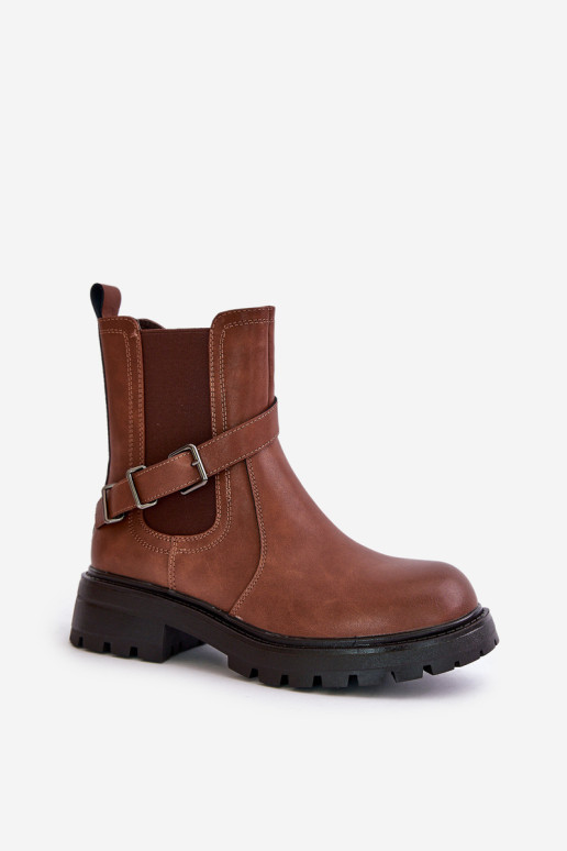 Odiniai izoliuoti Chelsea batai su diržu Sergio Leone TR719-S Brown