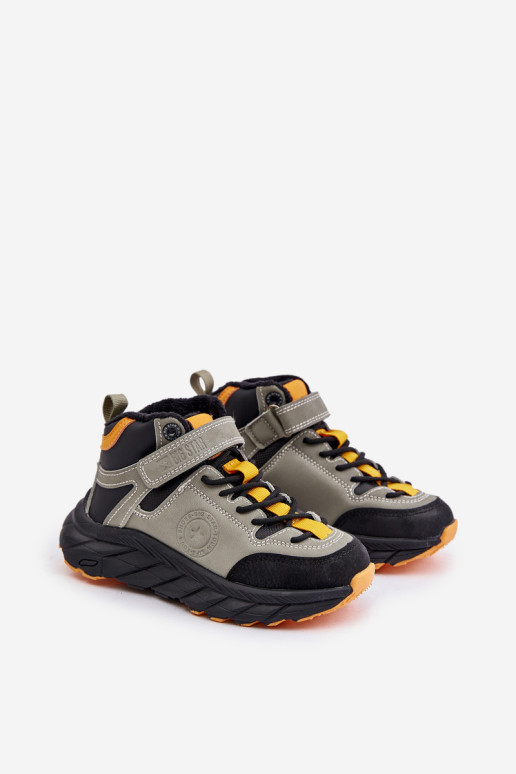 Vaikiškų žygių batų gaudyklės, izoliuotos Velcro Khaki Big Star OO374181
