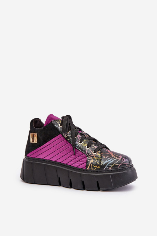 Odiniai sportbačiai ant Maciejka platformos 06767-15 Fuchsia