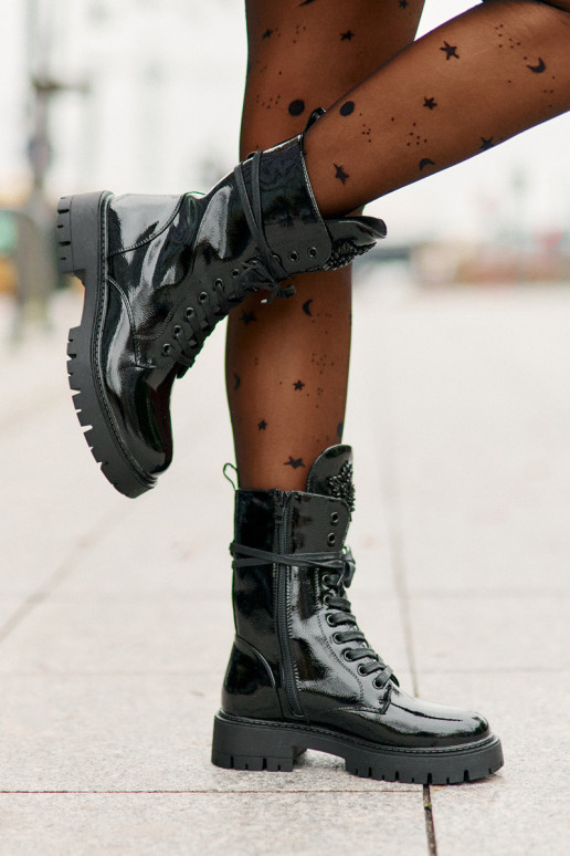 Patentuoti izoliuoti darbiniai kulkšnies batai su dekoracija, juoda Kelilea