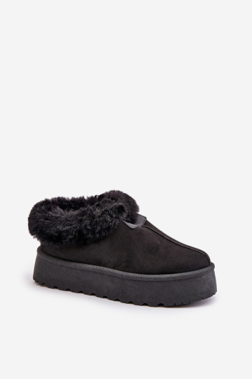 Žemi sniego batai su kailiu ant platformos, Eco Suede, Black Neathoria 2