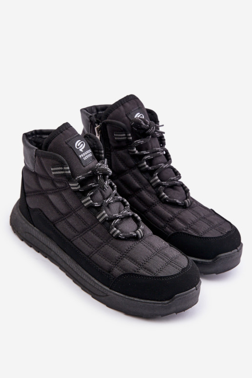 Izoliuoti vyriški suvarstomi žieminiai batai Progress PROGJ-24-153 juodi