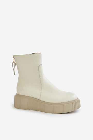 Zazoo 60369 moteriški odiniai kulkšnies batai ant platformos, šviesiai smėlio spalvos 2