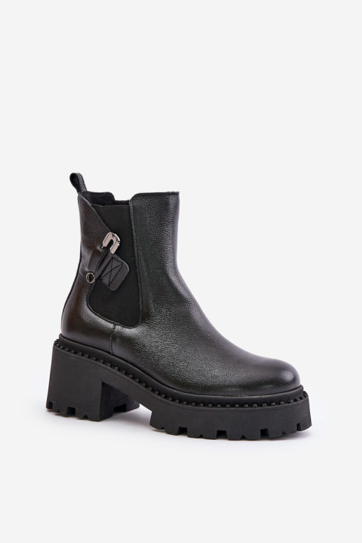 Zazoo 60490 odiniai izoliuoti kulkšnies batai su dekoracija, juodi