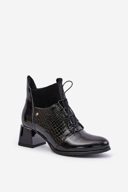 Zazoo 60503 odiniai aukštakulniai batai, šilti, juodi