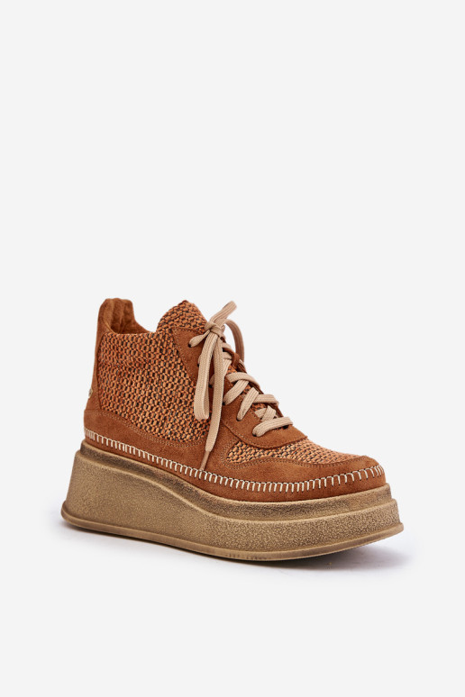 Odiniai batai ant platformos ir pleišto Maciejka 06759-29 Ruda