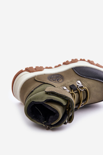 Apšiltinti vaikiški žieminiai žygio batai su užtrauktuku, tamsiai žalia Temisha