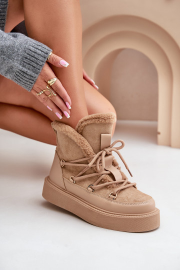 Tamidra tamsiai smėlio spalvos batai ant platformos