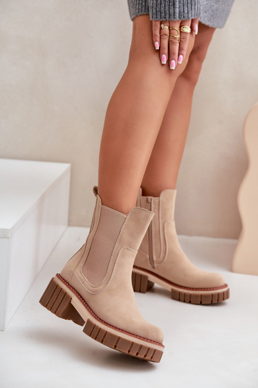 Smėlio spalvos izoliuotas užtrauktukas Chelsea Boots Linneviae