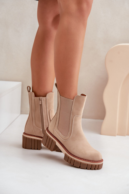 Smėlio spalvos izoliuotas užtrauktukas Chelsea Boots Linneviae