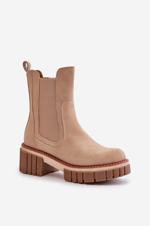 Smėlio spalvos izoliuotas užtrauktukas Chelsea Boots Linneviae