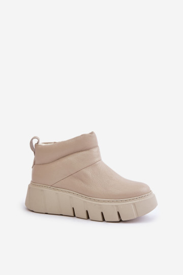 Zazoo 60470 odiniai batai, izoliuoti vilna ant šviesiai smėlio spalvos platformos 2
