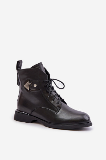 Odiniai platūs batai su puošmena Šilti Maciejka N3115-01 Juodi 2