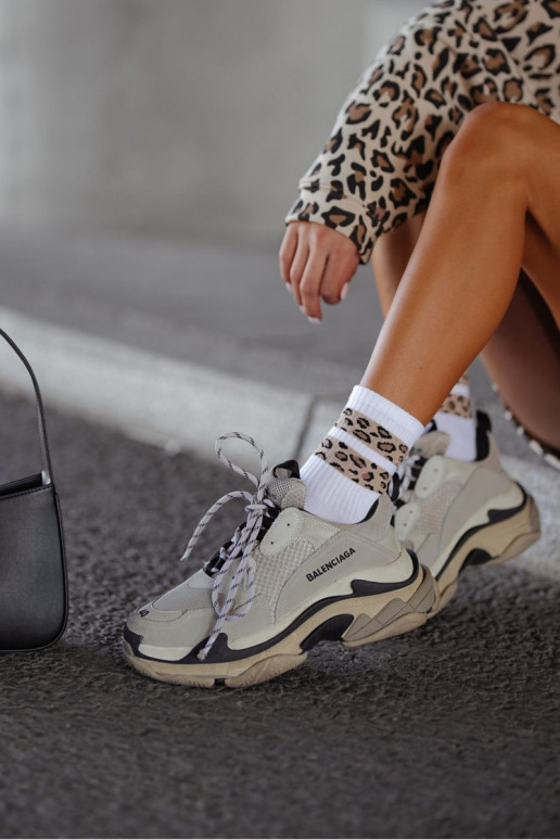 Moteriškos kojinės, dvi dėmėtos juostelės, baltos