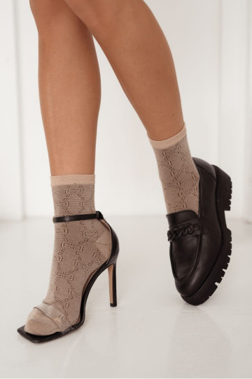 Raštuotos moteriškos kojinės, smėlio spalvos
