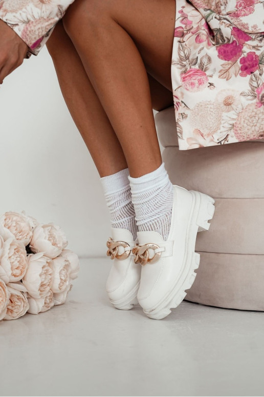 Moteriškos ažūrinės CC kojinės, baltos
