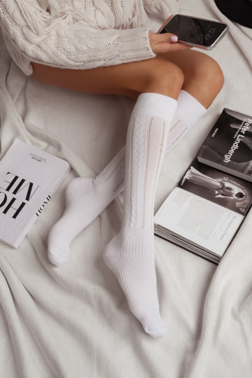 Moteriškos ažūrinės Ecru kojinės