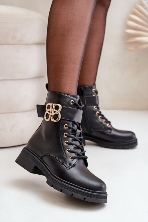 Šilti moteriški auksiniai batai, juodi Nealithra