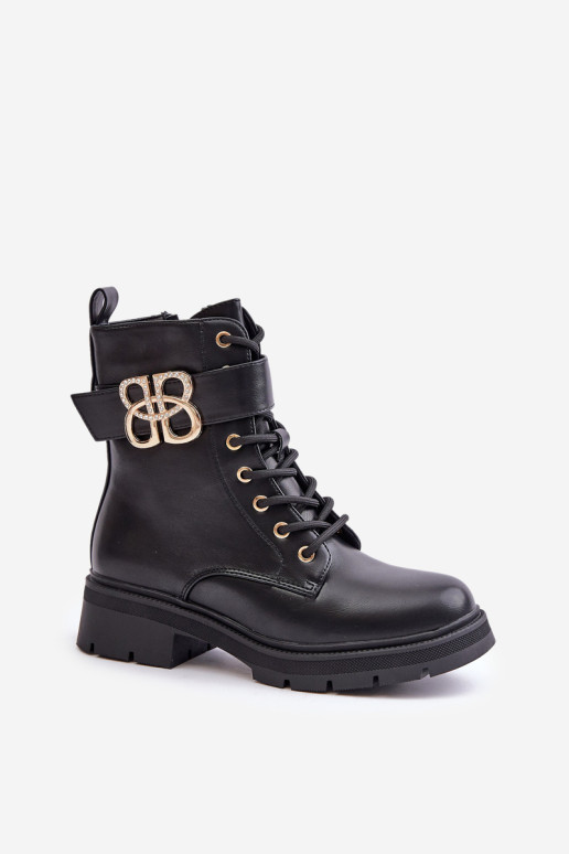 Šilti moteriški auksiniai batai, juodi Nealithra