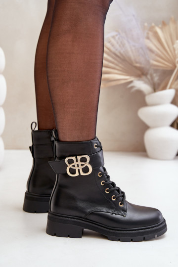 Šilti moteriški auksiniai batai, juodi Nealithra